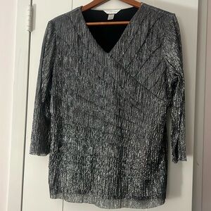 Christopher & Banks size Large metallic silver and black blouse